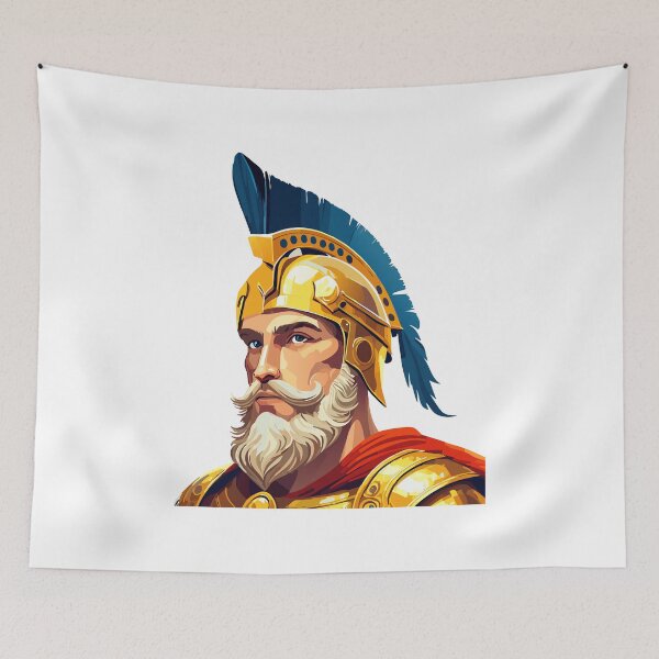 Item preview, Portrait of ancient greek warrior, Strong male figure in helmet and armor, Parmenion or Parmenio Macedonian general and strategos designed and sold by Danler.