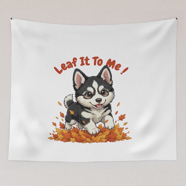 Item preview, Leaf It To Me Gerberian Shepsky Dog Running in Fall Leaves Cute Autumn designed and sold by The Real Life Symphony.