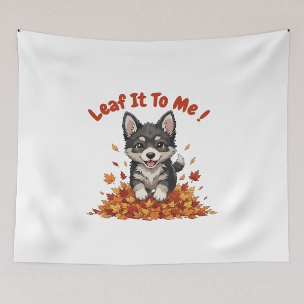Item preview, Leaf It To Me Greyster Dog Running in Fall Leaves Cute Autumn designed and sold by The Real Life Symphony.