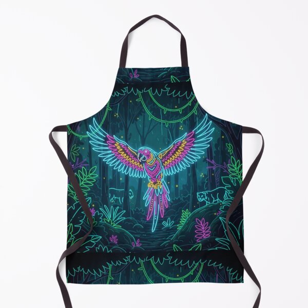 Item preview, Bright neon macaw in the mysterious rainforest designed and sold by Gletschie.