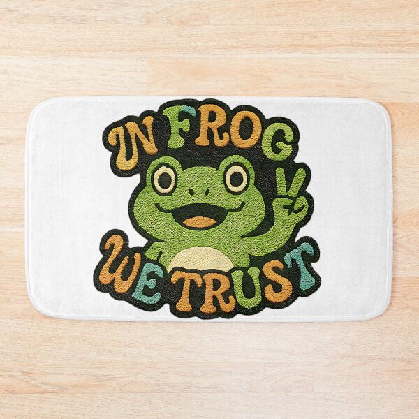 Item preview, In Frog We Trust peace sign frog funny design cute amphibian retro humor designed and sold by ArtDesignTp.