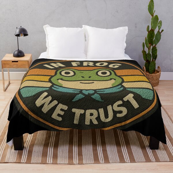 Item preview, In Frog We Trust retro frog badge vintage amphibian funny design humor art designed and sold by ArtDesignTp.
