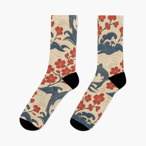Item preview, Japanese Koi & Cherry Blossom – Elegant Oriental Seamless Pattern designed and sold by HNDesignStudio.