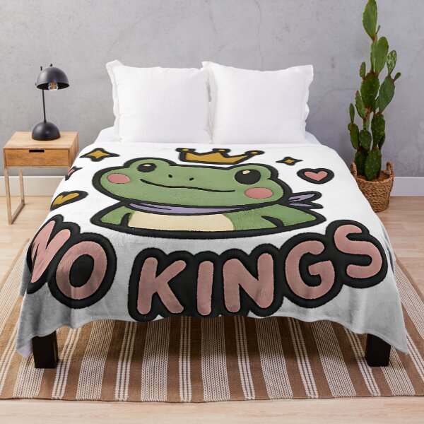 Item preview, No Kings cute frog crown design funny amphibian humor independence retro art designed and sold by ArtDesignTp.
