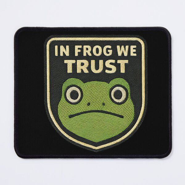 Artikelvorschau, In Frog We Trust Frosch Abzeichen Retro Amphibien Design lustiges Zitat Vintage Humor entworfen und verkauft von ArtDesignTp.