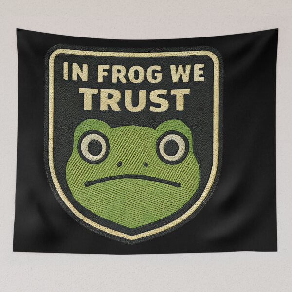Item preview, In Frog We Trust frog badge retro amphibian design funny quote vintage humor designed and sold by ArtDesignTp.