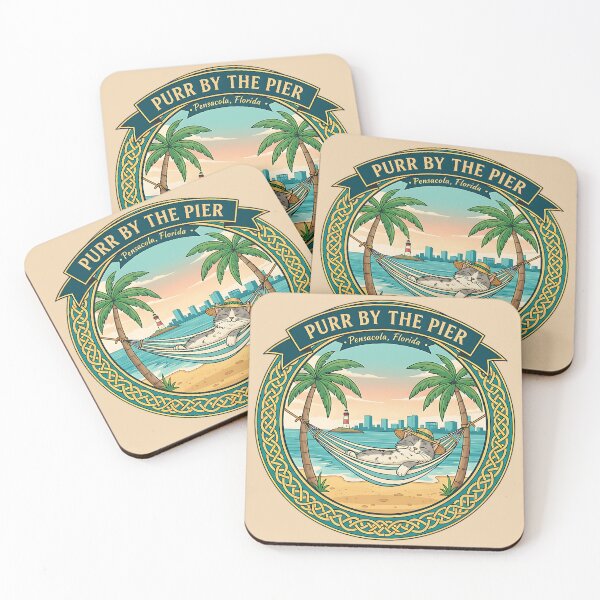 Item preview, Purr by the Pier – Pensacola Coastal Cat Hammock Design designed and sold by PostersMode.