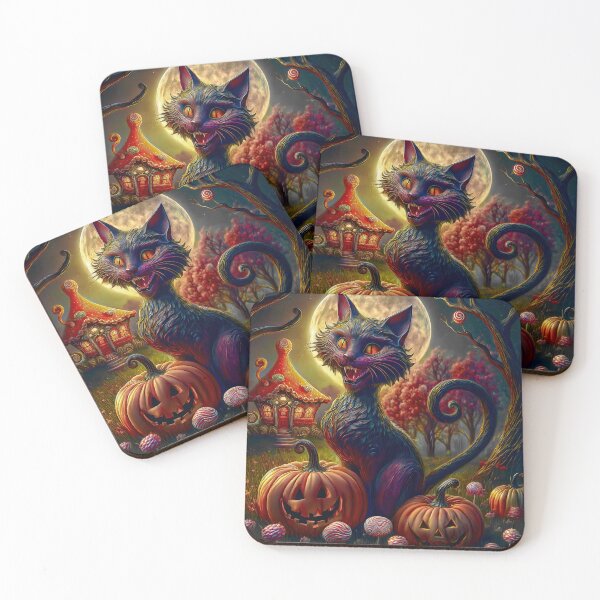 Item preview, Demon cat in the witch's garden on Halloween night. designed and sold by LaCreaption.