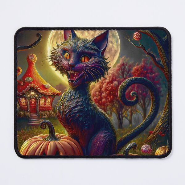 Item preview, Demon cat in the witch's garden on Halloween night. designed and sold by LaCreaption.