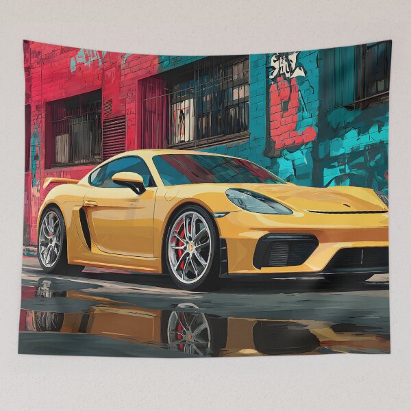Item preview, Porsche 718 Cayman GT4 Digital Pop Art Wall Poster designed and sold by AutoPopStudio.
