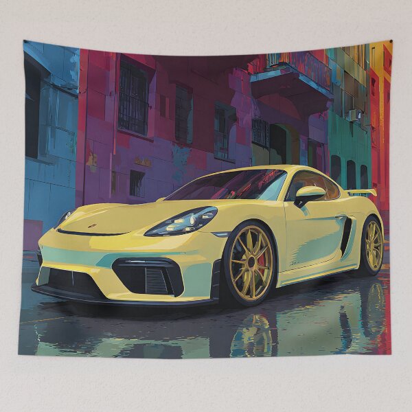 Item preview, Porsche 718 Cayman GT4 Modern Pop Art Wall Poster designed and sold by AutoPopStudio.