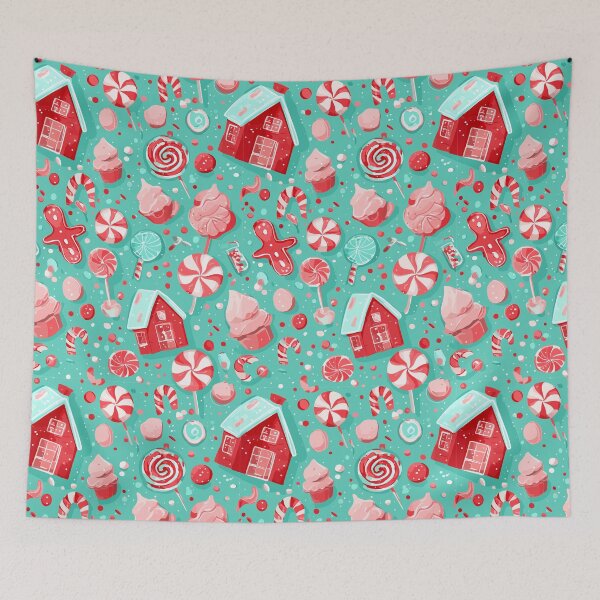 Item preview, Candyland Christmas Pattern – Peppermint Sweets, Lollipops & Gingerbread Houses designed and sold by Moss and Moon Studio.