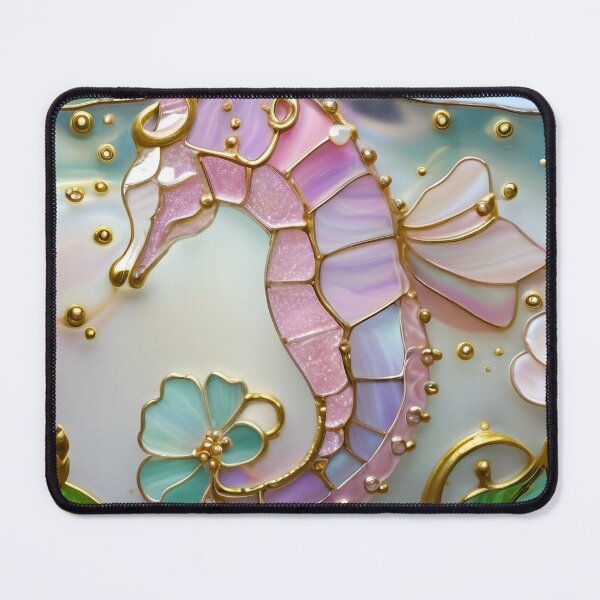 Item preview, GROOVY SEAHORSE * Pscyhedelic Coastal Marine Ocean Sea Life Animal Bejeweled Stained Glass ~ Coastal Seaside Cottage Core Holiday Christmas Birthday Bridal/Baby Shower Wedding Bridesmaid GIFT designed and sold by Spinning Plates 360.