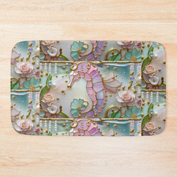 Item preview, GROOVY SEAHORSE * Pscyhedelic Coastal Marine Ocean Sea Life Animal Bejeweled Stained Glass ~ Coastal Seaside Cottage Core Holiday Christmas Birthday Bridal/Baby Shower Wedding Bridesmaid GIFT designed and sold by Spinning Plates 360.
