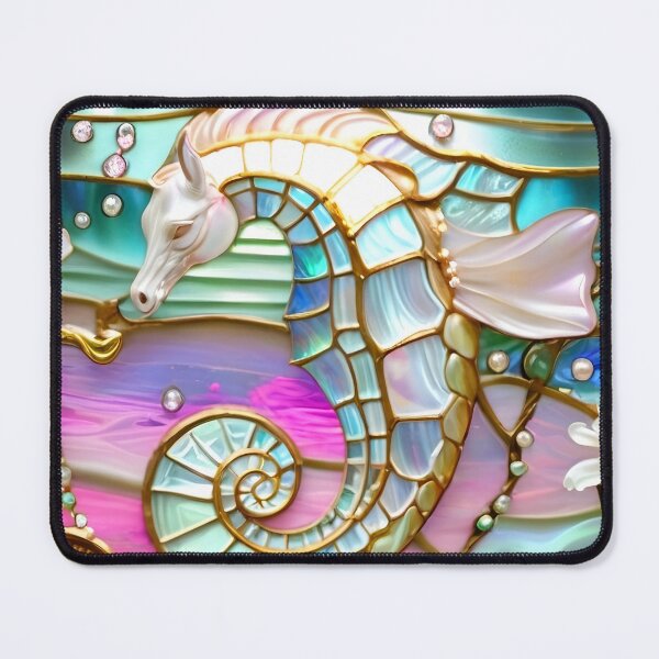 Item preview, GROOVY SEAHORSE * Pscyhedelic Coastal Marine Ocean Sea Life Animal Bejeweled Stained Glass ~ Coastal Seaside Cottage Core Holiday Christmas Birthday Bridal/Baby Shower Wedding Bridesmaid GIFT designed and sold by Spinning Plates 360.