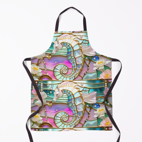 Item preview, GROOVY SEAHORSE * Pscyhedelic Coastal Marine Ocean Sea Life Animal Bejeweled Stained Glass ~ Coastal Seaside Cottage Core Holiday Christmas Birthday Bridal/Baby Shower Wedding Bridesmaid GIFT designed and sold by Spinning Plates 360.