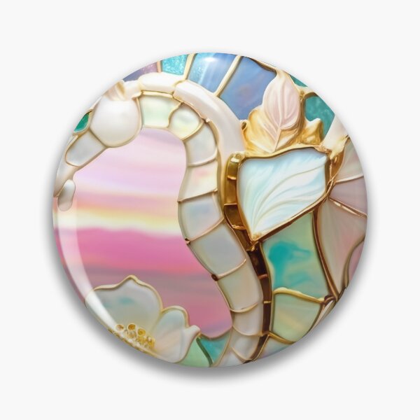 Item preview, GROOVY SEAHORSE * Pscyhedelic Coastal Marine Ocean Sea Life Animal Bejeweled Stained Glass ~ Coastal Seaside Cottage Core Holiday Christmas Birthday Bridal/Baby Shower Wedding Bridesmaid GIFT designed and sold by Spinning Plates 360.