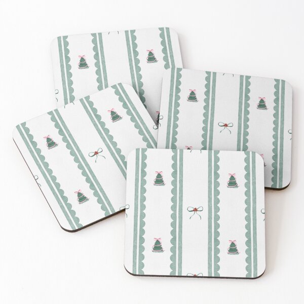 Item preview, Scalloped Christmas Tree and Bow Stripe Pink and Green Coquette Holiday designed and sold by emmabev2322.