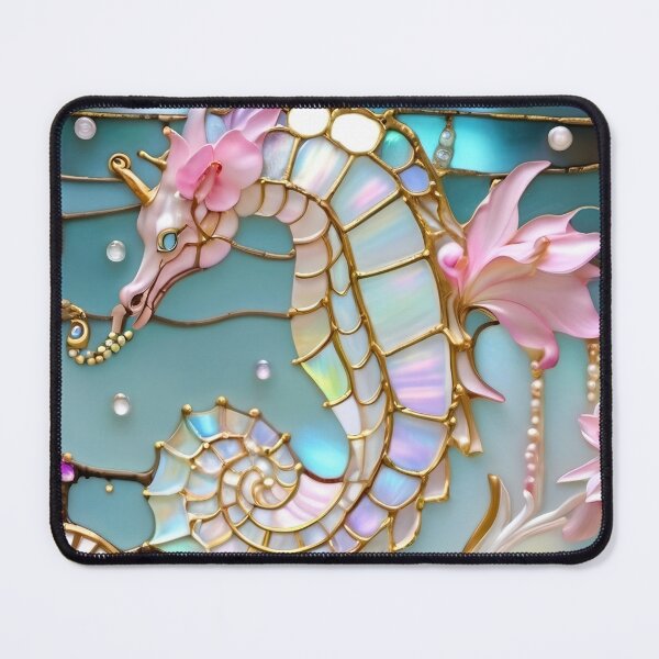 Item preview, GROOVY SEAHORSE * Pscyhedelic Coastal Marine Ocean Sea Life Animal Bejeweled Stained Glass ~ Coastal Seaside Cottage Core Holiday Christmas Birthday Bridal/Baby Shower Wedding Bridesmaid GIFT designed and sold by Spinning Plates 360.