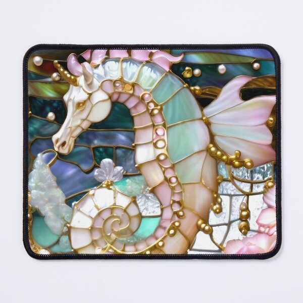 Item preview, GROOVY SEAHORSE * Pscyhedelic Coastal Marine Ocean Sea Life Animal Bejeweled Stained Glass ~ Coastal Seaside Cottage Core Holiday Christmas Birthday Bridal/Baby Shower Wedding Bridesmaid GIFT designed and sold by Spinning Plates 360.