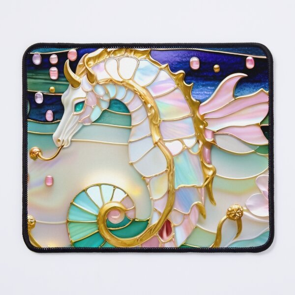 Item preview, GROOVY SEAHORSE * Pscyhedelic Coastal Marine Ocean Sea Life Animal Bejeweled Stained Glass ~ Coastal Seaside Cottage Core Holiday Christmas Birthday Bridal/Baby Shower Wedding Bridesmaid GIFT designed and sold by Spinning Plates 360.
