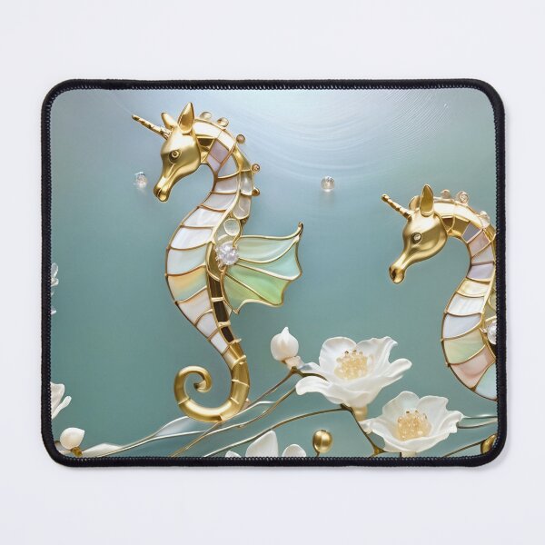 Item preview, GROOVY SEAHORSE * Pscyhedelic Coastal Marine Ocean Sea Life Animal Bejeweled Stained Glass ~ Coastal Seaside Cottage Core Holiday Christmas Birthday Bridal/Baby Shower Wedding Bridesmaid GIFT designed and sold by Spinning Plates 360.