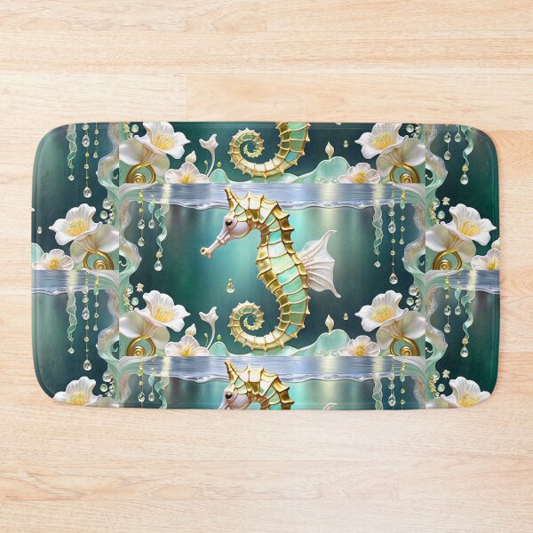 Item preview, GROOVY SEAHORSE * Pscyhedelic Coastal Marine Ocean Sea Life Animal Bejeweled Stained Glass ~ Coastal Seaside Cottage Core Holiday Christmas Birthday Bridal/Baby Shower Wedding Bridesmaid GIFT designed and sold by Spinning Plates 360.