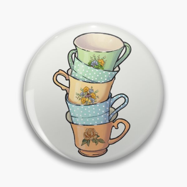 Item preview, Stack of Floral China Cups, Polka Dots designed and sold by JoyfulWhimsy.