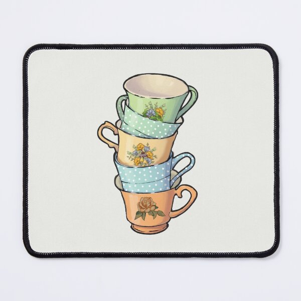 Item preview, Stack of Floral China Cups, Polka Dots designed and sold by JoyfulWhimsy.