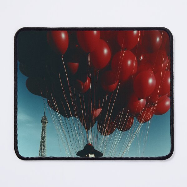 Item preview, Lady in red with red baloons in Paris - glamorous fashion portrait designed and sold by KsaveraArt.