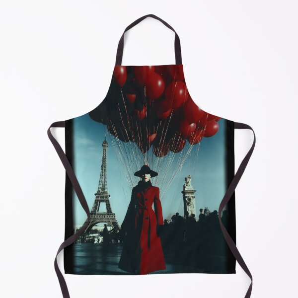 Item preview, Lady in red with red baloons in Paris - glamorous fashion portrait designed and sold by KsaveraArt.