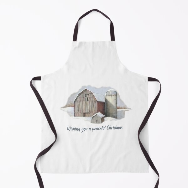 Item preview, Wishing You A Peaceful Christmas with Barn In Winter Snow, Illustration designed and sold by JoyfulWhimsy.