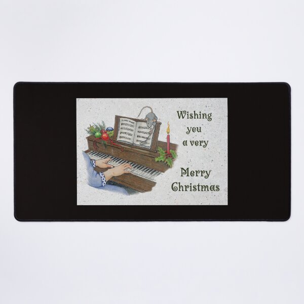 Item preview, Merry Christmas, With Piano and Church Mouse, Holly, Candles, Holy Night designed and sold by JoyfulWhimsy.