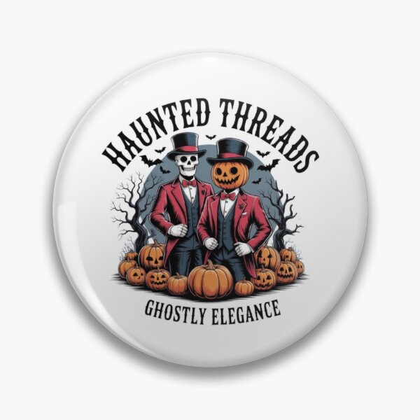 Item preview, Haunted Threads Halloween Skeleton & Pumpkin Head Duo – Gothic Spooky Art for Horror & Halloween Lovers designed and sold by GemBob Creations.