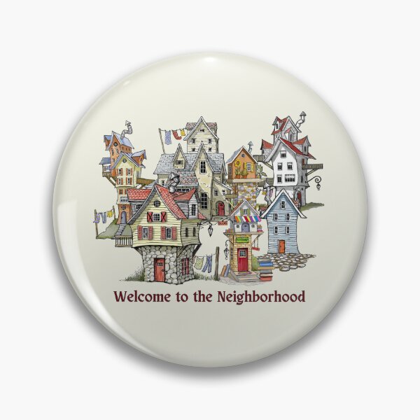 Item preview, Welcome to the Neighborhood, Wonky,Crooked Houses, Fantasy Illustration designed and sold by JoyfulWhimsy.