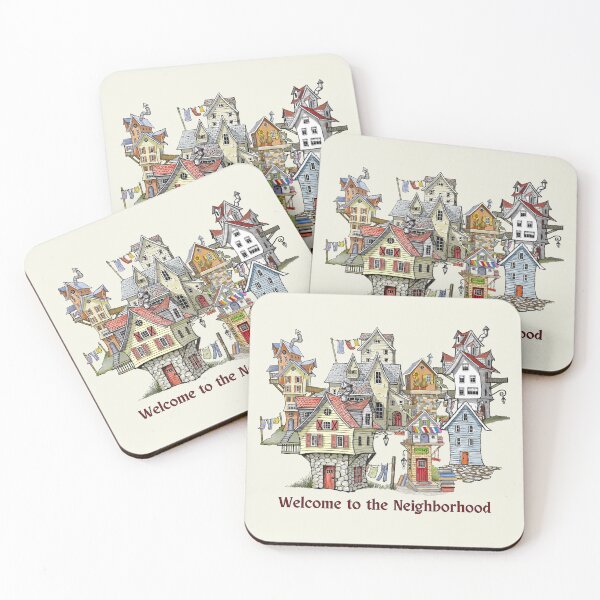 Item preview, Welcome to the Neighborhood, Wonky,Crooked Houses, Fantasy Illustration designed and sold by JoyfulWhimsy.