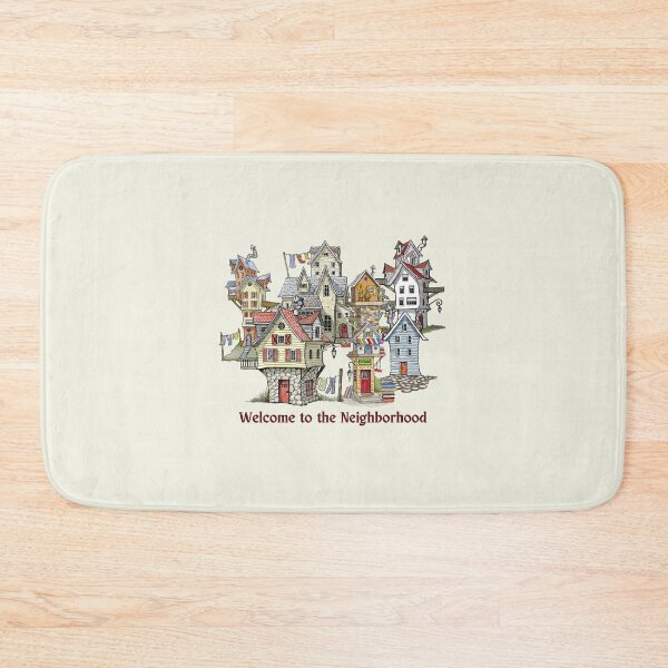 Item preview, Welcome to the Neighborhood, Wonky,Crooked Houses, Fantasy Illustration designed and sold by JoyfulWhimsy.
