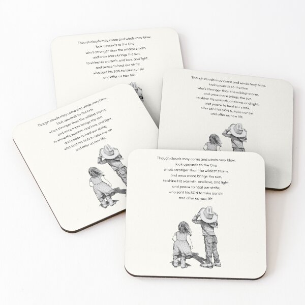 Item preview, Religious Verse with Drawing of Little Cowgirls on a Windy Day designed and sold by JoyfulWhimsy.