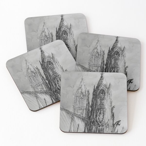 Item preview, Gothic Cathedral Ink & Watercolor Monochromatic Sketch designed and sold by SKETCHYANDGRAPHIC.