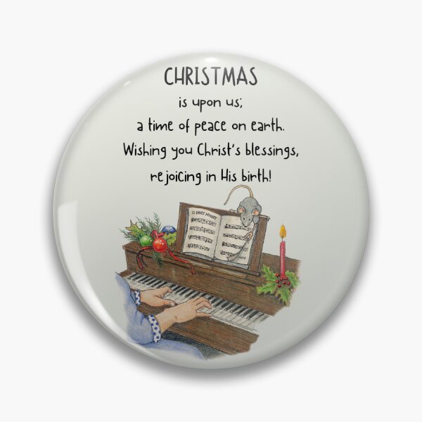 Item preview, Christmas Religious Verse with Hands Playing Piano, Church Mouse Turning Pages designed and sold by JoyfulWhimsy.