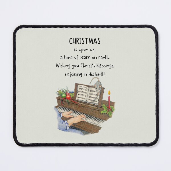 Item preview, Christmas Religious Verse with Hands Playing Piano, Church Mouse Turning Pages designed and sold by JoyfulWhimsy.