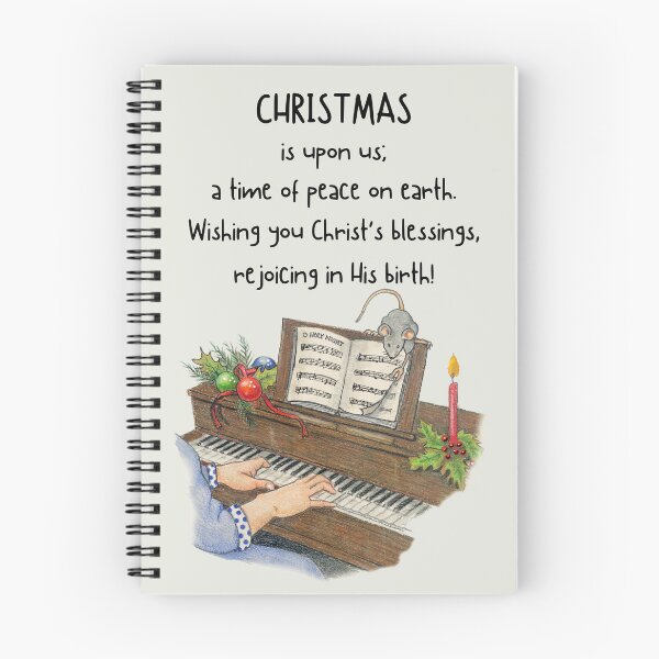 Item preview, Christmas Religious Verse with Hands Playing Piano, Church Mouse Turning Pages designed and sold by JoyfulWhimsy.