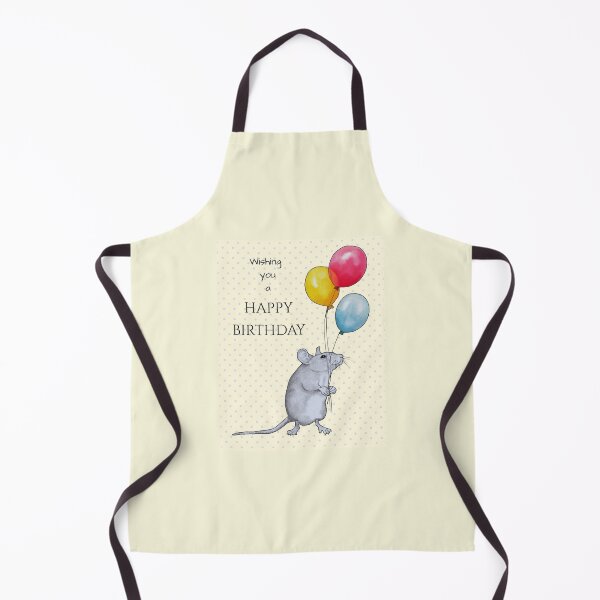 Item preview, Happy Birthday, With Cute Mouse Holding Three Balloons designed and sold by JoyfulWhimsy.