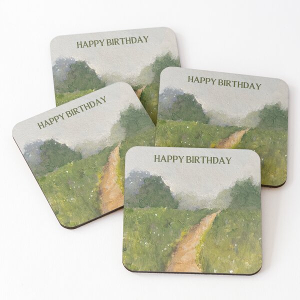 Item preview, Happy Birthday with Landscape Painting of Rural Path Through Fields designed and sold by JoyfulWhimsy.