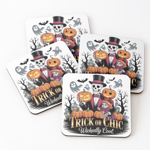 Item preview, Trick or Chic Halloween Skeleton & Pumpkin Design – Spooky Gothic Art with Wickedly Cool Doll for Horror Fans designed and sold by GemBob Creations.