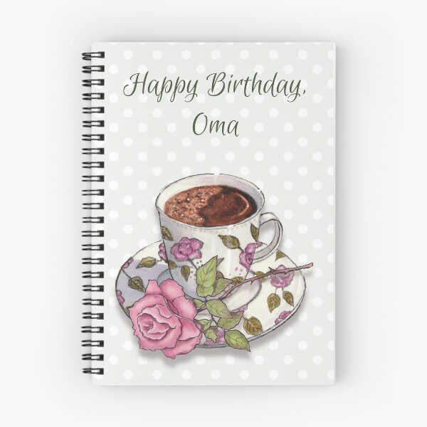 Item preview, Happy Birthday Oma, Grandmother, Dutch, German with Teacup and Roses designed and sold by JoyfulWhimsy.