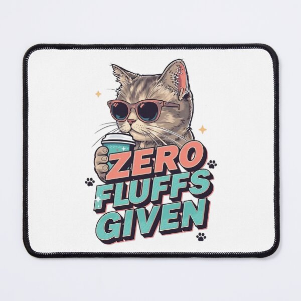 Item preview, Zero Fluffs Given – Funny Cool Cat with Sunglasses and Coffee designed and sold by NRcollections24.