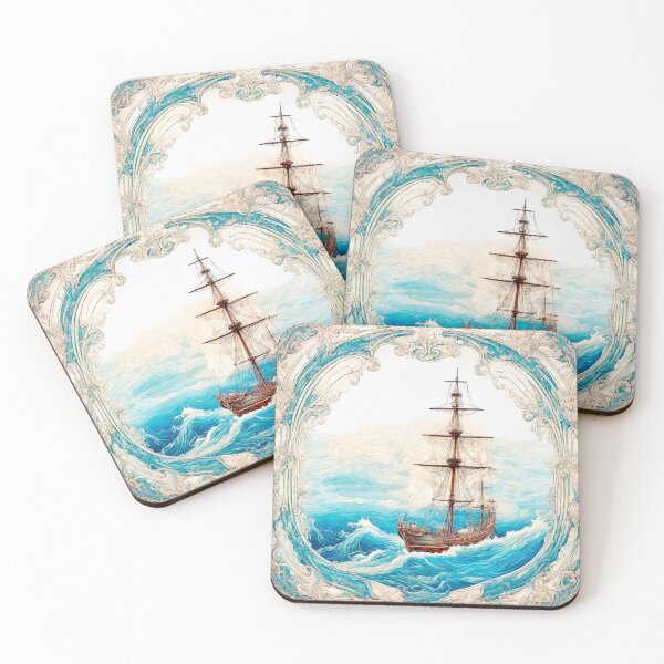 Item preview, Vintage Nautical Ship in Ornate Oval Frame designed and sold by LanaGustavsson.