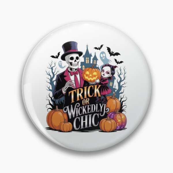 Item preview, Trick or Wickedly Chic Halloween Design – Gothic Skeleton, Pumpkin & Spooky Doll Art for Horror Fans designed and sold by GemBob Creations.
