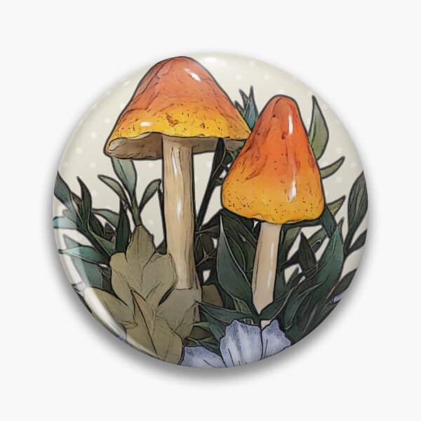 Item preview, Thinking of You with Orange MUSHROOMS and Blue FLOWERS designed and sold by JoyfulWhimsy.